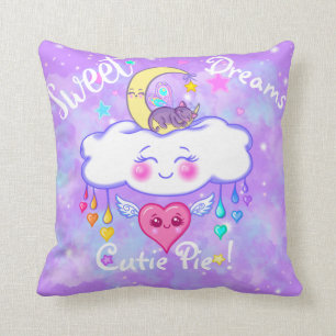 Cute Sweet Dreams Cutie Pie Kawaii Throw Pillow