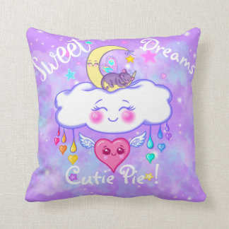 Cute Sweet Dreams Cutie Pie Kawaii Throw Pillow