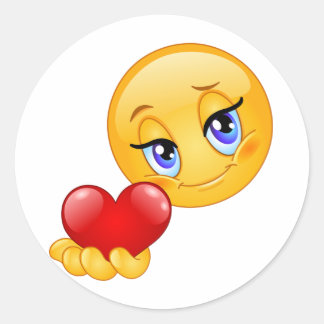 cute sweet emoji love hearts kiss classic round classic round sticker