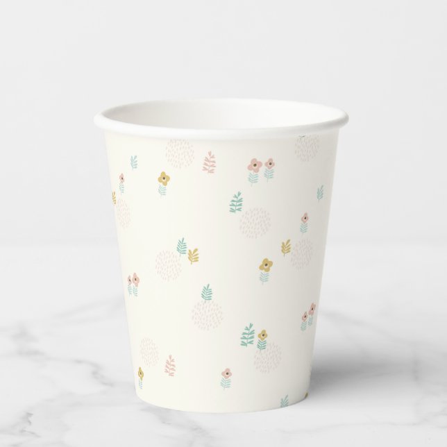 Cute Sweet Floral Garden Cartoon Birthday Party  Paper Cups (Front)