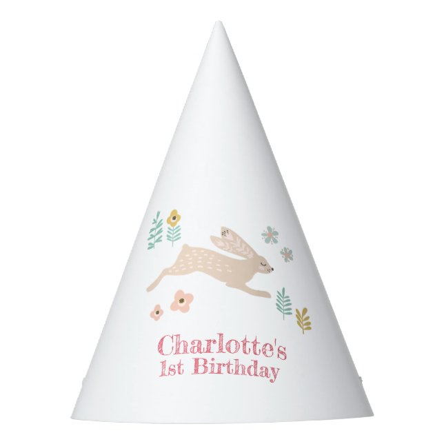 Cute Sweet Floral Garden Cartoon Birthday Party Party Hat (Front)