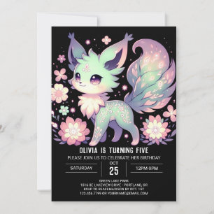 Cute Sweet Fox Digital Birthday Invitation