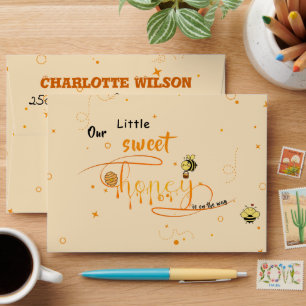 Cute Sweet Honey & Kawaii Eyeball Text Baby Shower Envelope