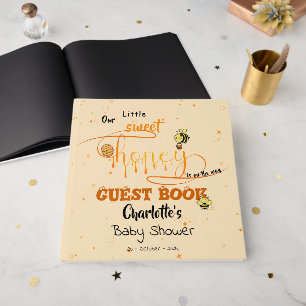 Cute Sweet Honey & Kawaii Eyeball Text Baby Shower Guest Book