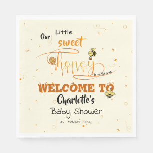 Cute Sweet Honey & Kawaii Eyeball Text Baby Shower Napkin