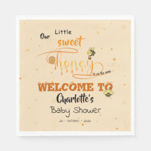 Cute Sweet Honey & Kawaii Eyeball Text Baby Shower Napkin