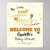Cute Sweet Honey & Kawaii Eyeball Text Baby Shower