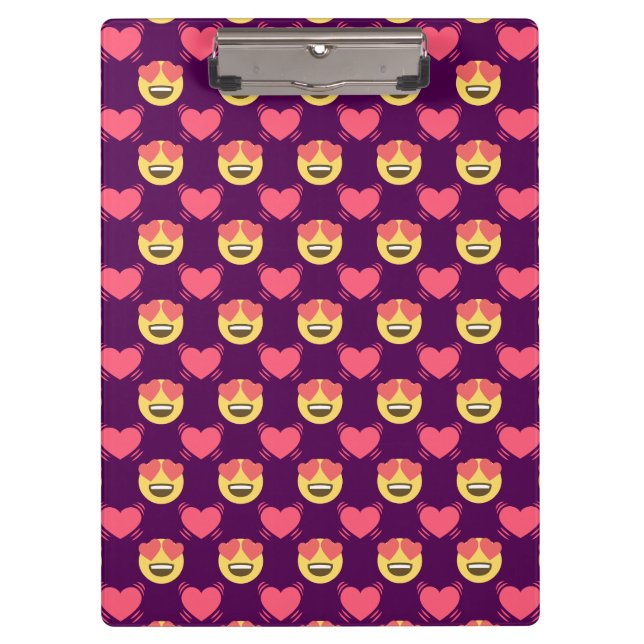 Cute Sweet In Love Emoji, Hearts pattern Clipboard (Front)