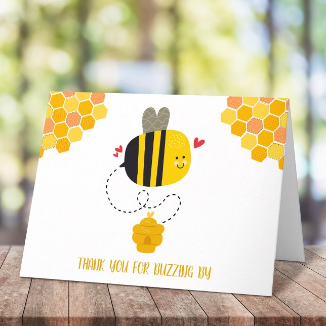 Cute Sweet Kawaii Bumble Bee Birthday Buzzing By Thank You Card (Creator Uploaded)