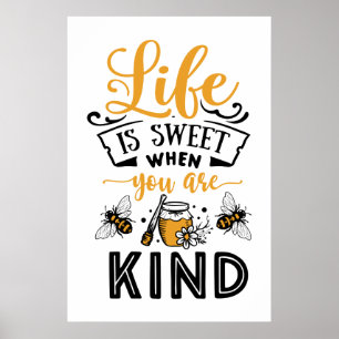 cute sweet kind bee lovers word art poster