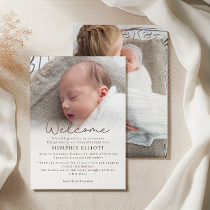 Cute Sweet Little Hedgehog Baby Photo Announcement
