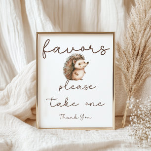 Cute Sweet Little Hedgehog Favours Baby Shower Sig Poster