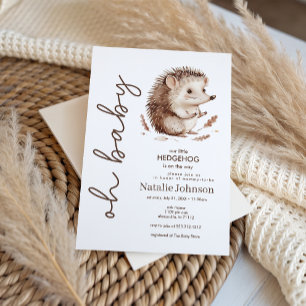 Cute Sweet Little Hedgehog Oh Baby Shower Invitation