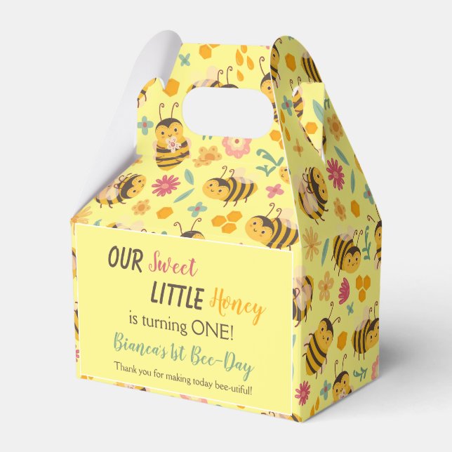 Cute Sweet Little Honey Bee Birthday Thank You Favour Box (Front Side)