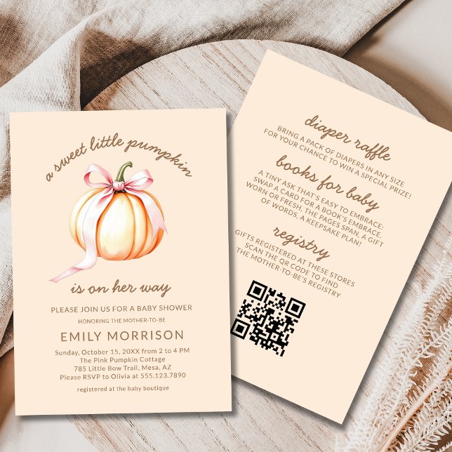 Cute Sweet Little Pumpkin All in One Baby Shower Invitation (Creator Uploaded)