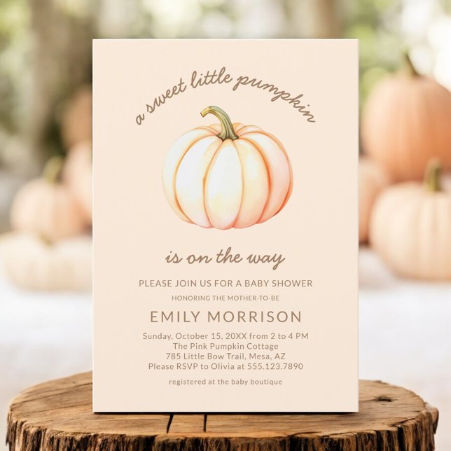 Cute Sweet Little Pumpkin Autumn Baby Shower Invitation (Creator Uploaded)