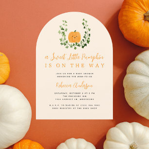 Cute Sweet Little Pumpkin Fall Baby Shower Invitation