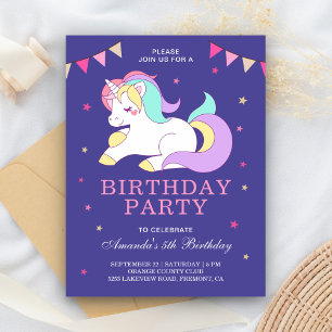 Cute Sweet Magical Unicorn Birthday Party Invitation Postcard
