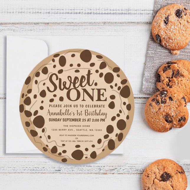 Cute Sweet One Cookie Kids First Birthday Invitation (Creator Uploaded)