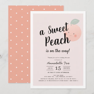 Cute Sweet Peach Pink Baby Shower Invitation