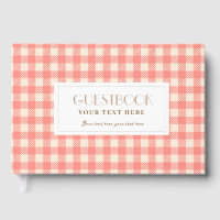 Cute sweet peach pink gingham plaid checked party