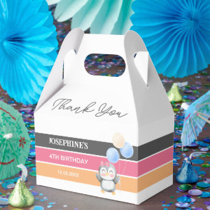 Cute Sweet Penguin Balloon Girl Birthday Favour Box