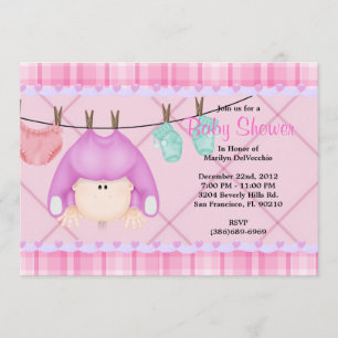CUTE Sweet PINK Girls Baby Shower Invitation