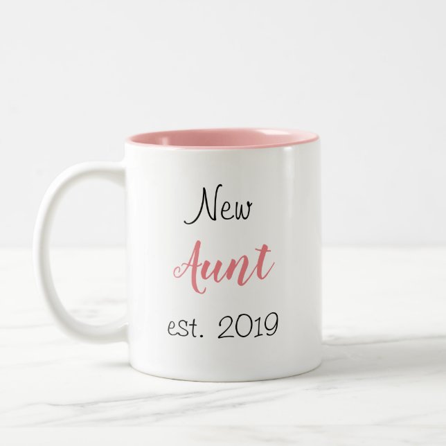 Cute Sweet Pretty New Aunt Family Relative Two-Tone Coffee Mug (Left)