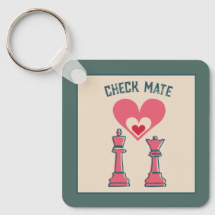 Cute Sweet Retro Funny Checkmate Valentine Gifts Key Ring