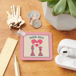 Cute Sweet Retro Funny Checkmate Valentine Gifts Key Ring