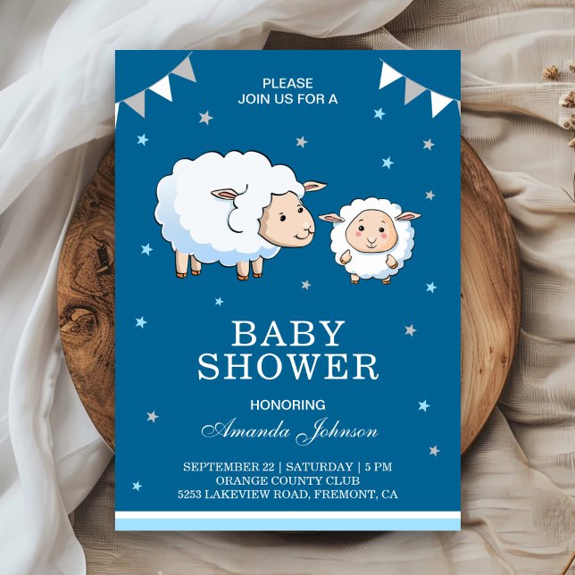 Cute Sweet Sheep Lamb Baby Shower Invitation (Creator Uploaded)