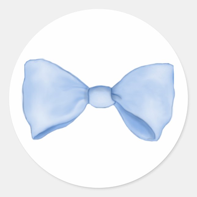 Cute Sweet Simple Baby Blue Bow Classic Round Sticker (Front)