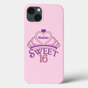 Cute Sweet Sixteen Birthday Girl Personalised Pink iPhone 13 Case