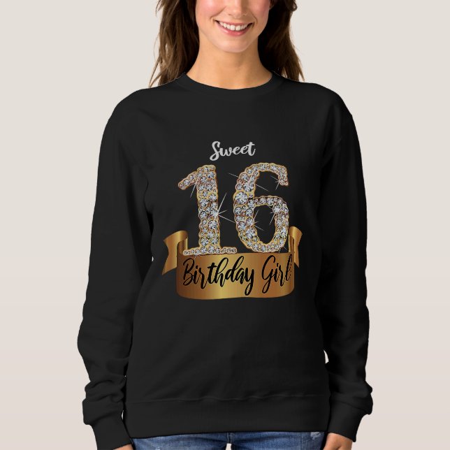 Cute Sweet Sixteen party outfit in black and yello Sweatshirt (Front)