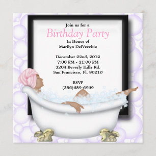 CUTE Sweet Spa Bath Massage and Beauty Party Invit Invitation