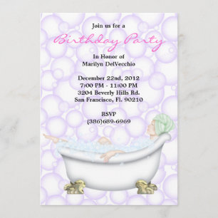 CUTE Sweet Spa Bath Massage & Beauty Party Invite