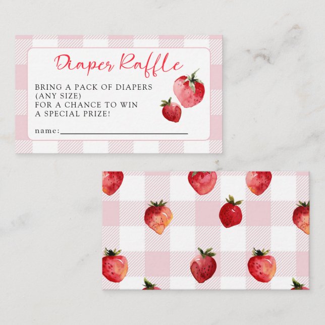 Cute Sweet Strawberry Baby Shower Diaper Raffle  Enclosure Card (Front/Back)