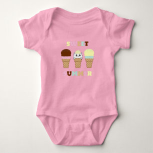 Cute Sweet Summer Cat Cupcake Baby Bodysuit