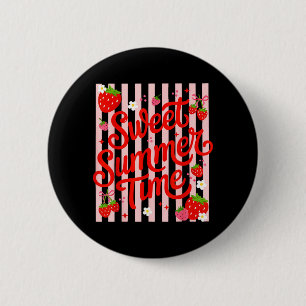 Cute Sweet Summer Time Strawberry Summer Floral 6 Cm Round Badge