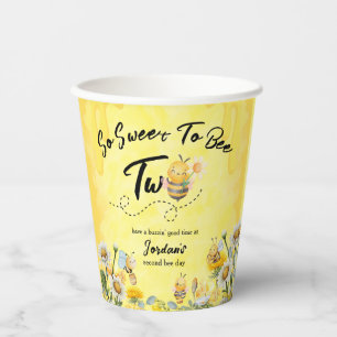 Cute Sweet To Bee Two Wildflower 1st birthday Paper Cups