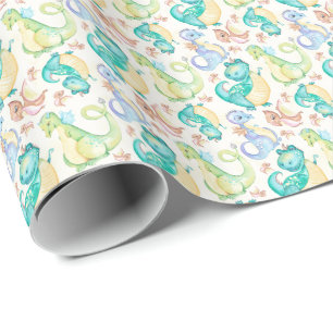 *~* Cute Sweet Whimsical Dragon Dinosaurs Wrapping Paper