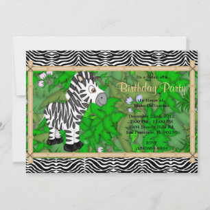 CUTE Sweet Wild Zebra Birthday Invitation
