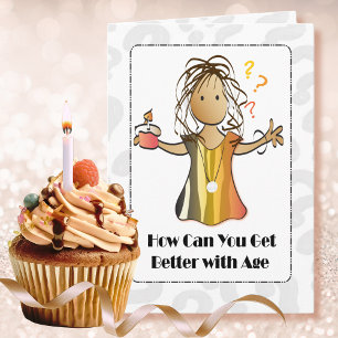Cute Sweet Woman Ethnic Cartoon Happy Birthday  Card