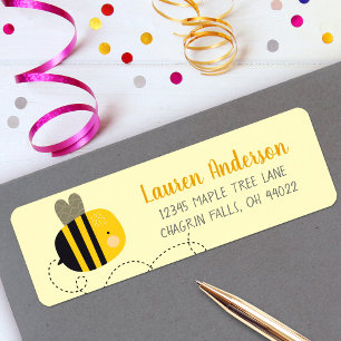Cute Sweet Yellow Bee Kawaii Baby Shower Address Return Address Label