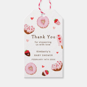Cute Sweetheart Doughnuts Valentines Baby Shower Gift Tags