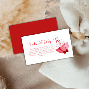 Cute Sweetheart Umbrella Bow Books For Baby Shower Enclosure Card