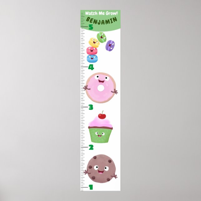 Cute sweets treats cartoon growth chart (Front)