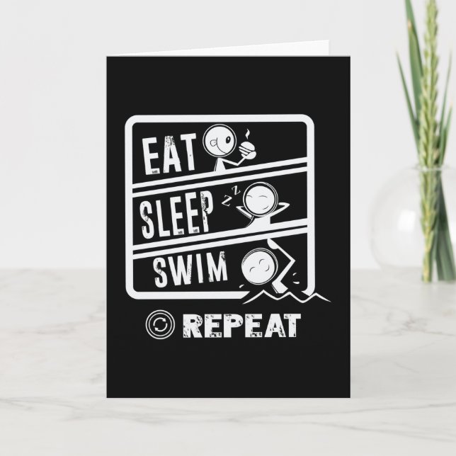 Cute Swimmer Design - Eat Sleep Swim Repeat Card (Front)
