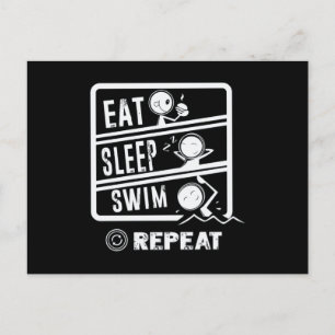 Cute Swimmer Design - Eat Sleep Swim Repeat Postcard