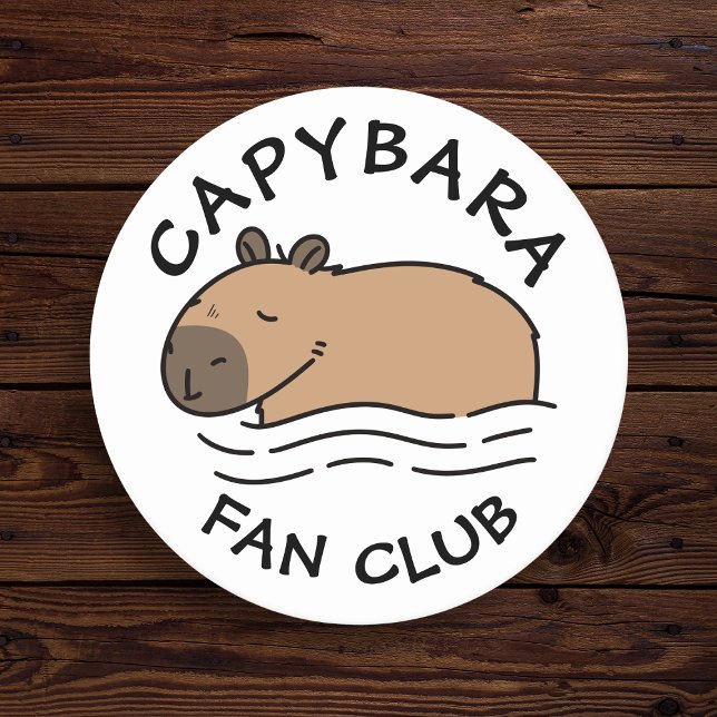 Cute Swimming Capybara Personalised Round Paper Coaster (Unique coasters for capybara lovers!)